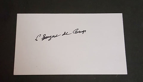 SCIENCE FICTION FANTASY AUTHOR L. SPRAGUE DE CAMP HAND SIGNED CARD D.2000