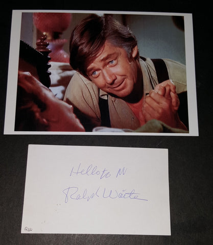 "THE WALTONS" ACTOR RALPH WAITE HAND SIGNED CARD AND NICE 5X7" PRINT D.2014