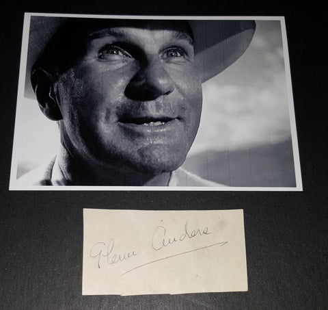 CHARACTER ACTOR GLENN ANDERS HAND SIGNED CUT AND NICE 5X7" PRINT D.1981