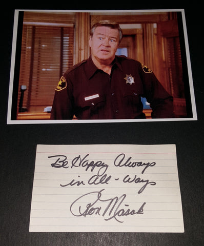 CHARACTER ACTOR RON MASAK HAND SIGNED CARD AND NICE 5X7" PRINT