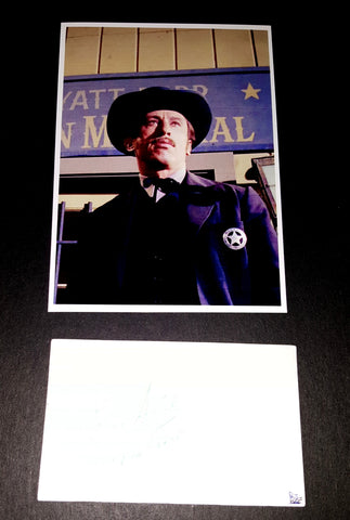 ACTOR RON SOBLE HAND SIGNED CARD AND NICE 5X7" WYATT EARP STAR TREK TOS PRINT D.2002