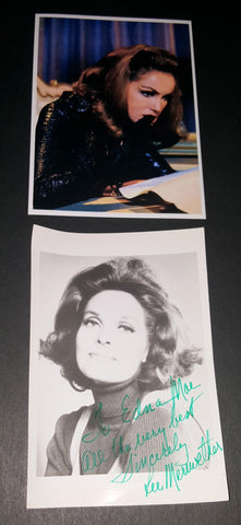 ACTRESS MISS AMERICA LEE MERRIWEATHER HAND SIGNED 5X7" VINTAGE PHOTO AND NICE 5X7 "CATWOMAN" PRINT