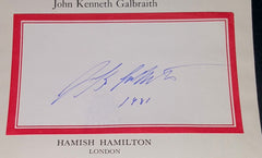 ECONOMIST DIPLOMAT JOHN KENNETH GALBREATH HAND SIGNED BOOKPLATE ON TITLE PAGE D.2006