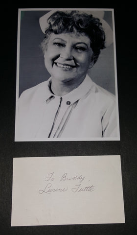 CHARACTER ACTRESS LURENE TUTTLE HAND SIGNED CARD AND NICE 5X7" PRINT D.1986