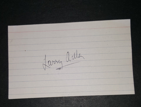 HARMONICA LEGEND LARRY ADLER HAND SIGNED INDEX CARD D.2001