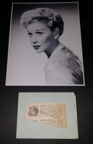 ENGLISH ACTRESS MARGARET LEIGHTON HAND SIGNED CUT AND NICE PRINT D.1976