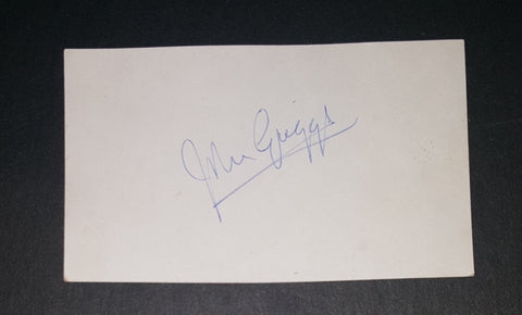 CHARACTER ACTOR JOHN GRIGGS HAND SIGNED INDEX CARD D.1967