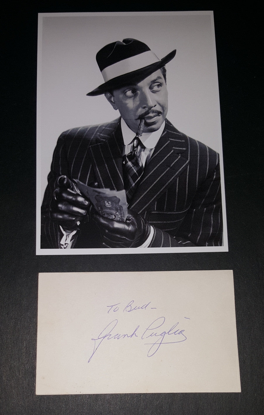 CHARACTER ACTOR FRANK PUGLIA HAND SIGNED CARD AND NICE 5X7" PRINT