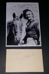 COWBOY CHARACTER ACTOR JOHN PICKARD HAND SIGNED CARD AND NICE 5X7" PRINT D.1993