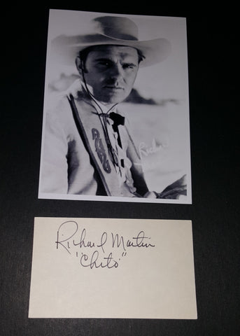 COWBOY SIDEKICK RICHARD "CHITO" MARTIN HAND SIGNED CARD AND NICE 5X7" PRINT D.1994