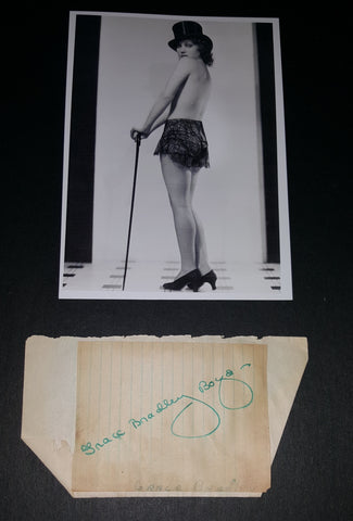 EARLY HOLLYWOOD ACTRESS GRACE BRADLEY (BOYD) HAND SIGNED PAGE AND NICE 5X7" PRINT D.2010