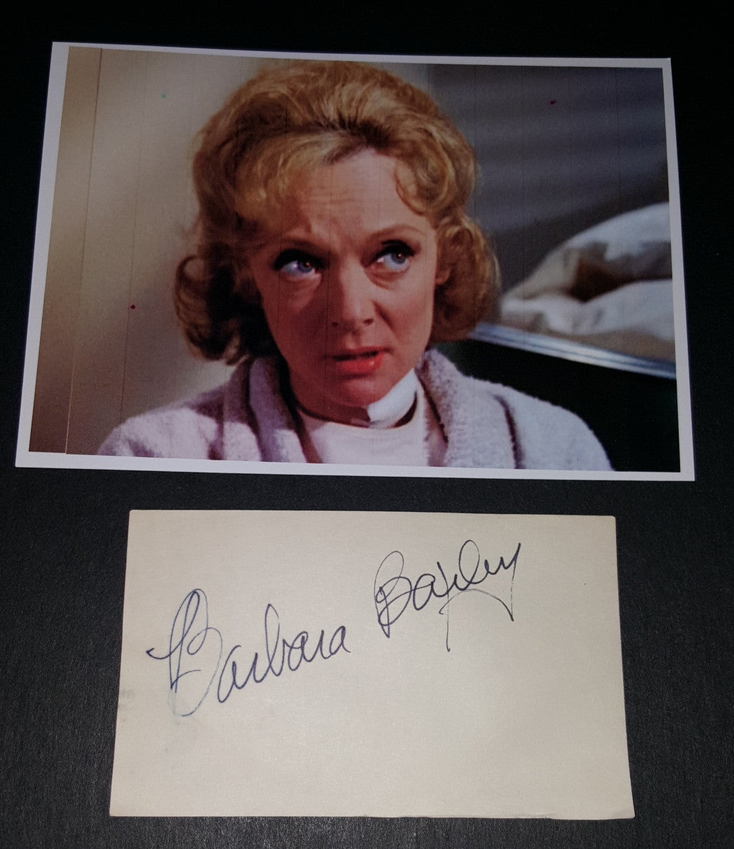 ACTRESS BARBARA BAXLEY HAND SIGNED CARD AND NICE 5X7" PRINT D.1990