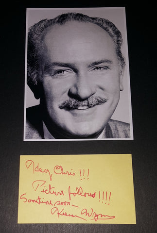 ACTOR KEENAN WYNN HAND SIGNED CARD AND NICE 5X7" PRINT D.1986