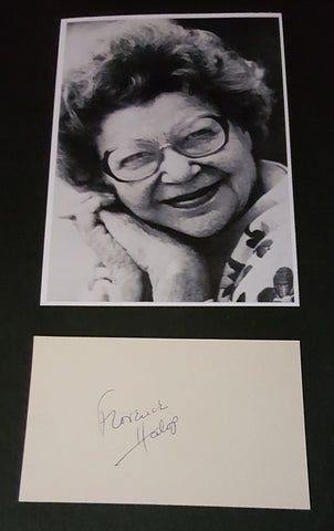 ACTRESS FLORENCE HALOP HAND SIGNED CARD AND NICE 5X7" PRINT D.1986