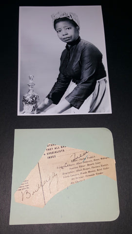 GONE WITH THE WIND ACTRESS BUTTERFLY MCQUEEN HAND SIGNED CUT AND NICE 5X7" PRINT D.1995