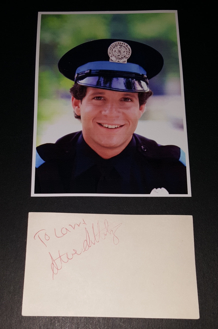 ACTOR STEVE GUTTENBERG HAND SIGNED CARD AND NICE 5X7" PRINT