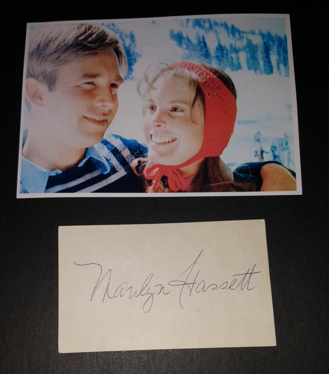 ACTRESS MARILYN HASSETT HAND SIGNED CARD AND NICE 5X7" PRINT