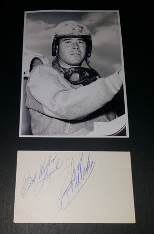 LEGENDARY RACE CAR DRIVER ROGER MCCLUSKEY HAND SIGNED CARD AND NICE 5X7" PRINT D.1993