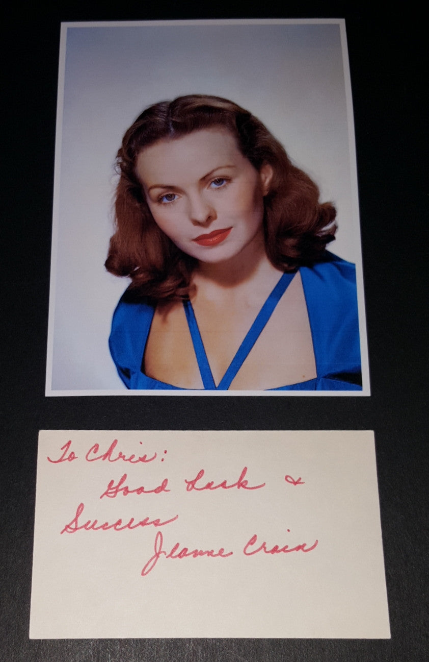 ACTRESS JEANNE CRAIN HAND SIGNED CARD AND NICE 5X7" PRINT D.2003