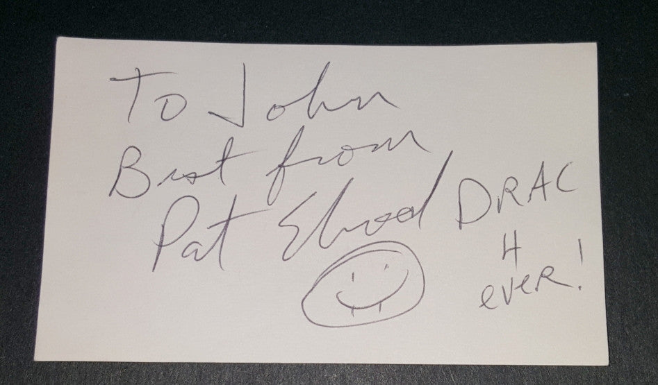 FANTASY AUTHOR P.N PAT ELROD HAND SIGNED CARD VAMPIRE EXPERT