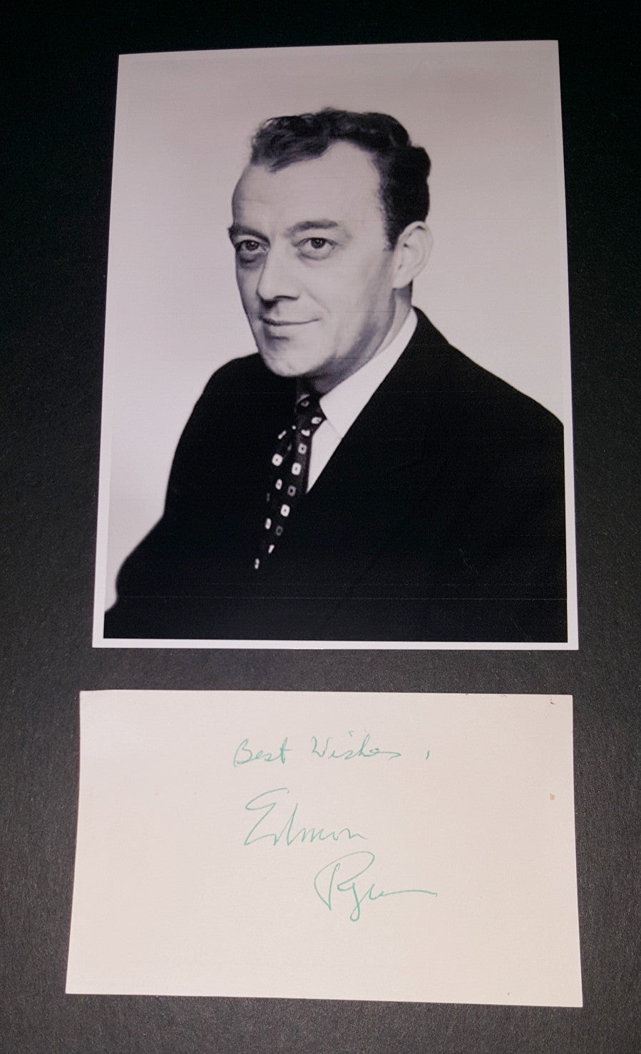 ACTOR EDMON RYAN HAND SIGNED CARD AND NICE 5X7" PRINT D.1984