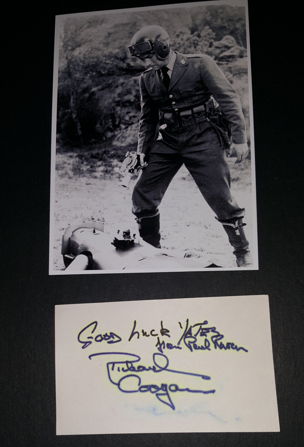 ACTOR RICHARD COOGAN HAND SIGNED CARD AND NICE 5X7" "CAPTAIN VIDEO' PRINT D.2014