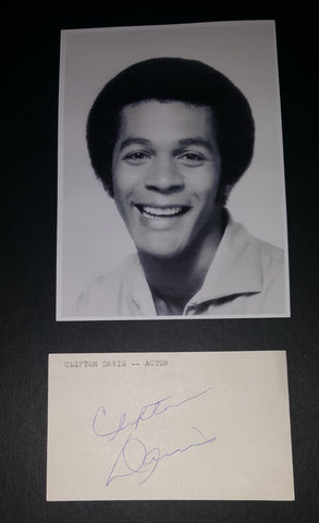 ACTOR CLIFTON DAVIS HAND SIGNED CARD AND NICE 5X7" PRINT