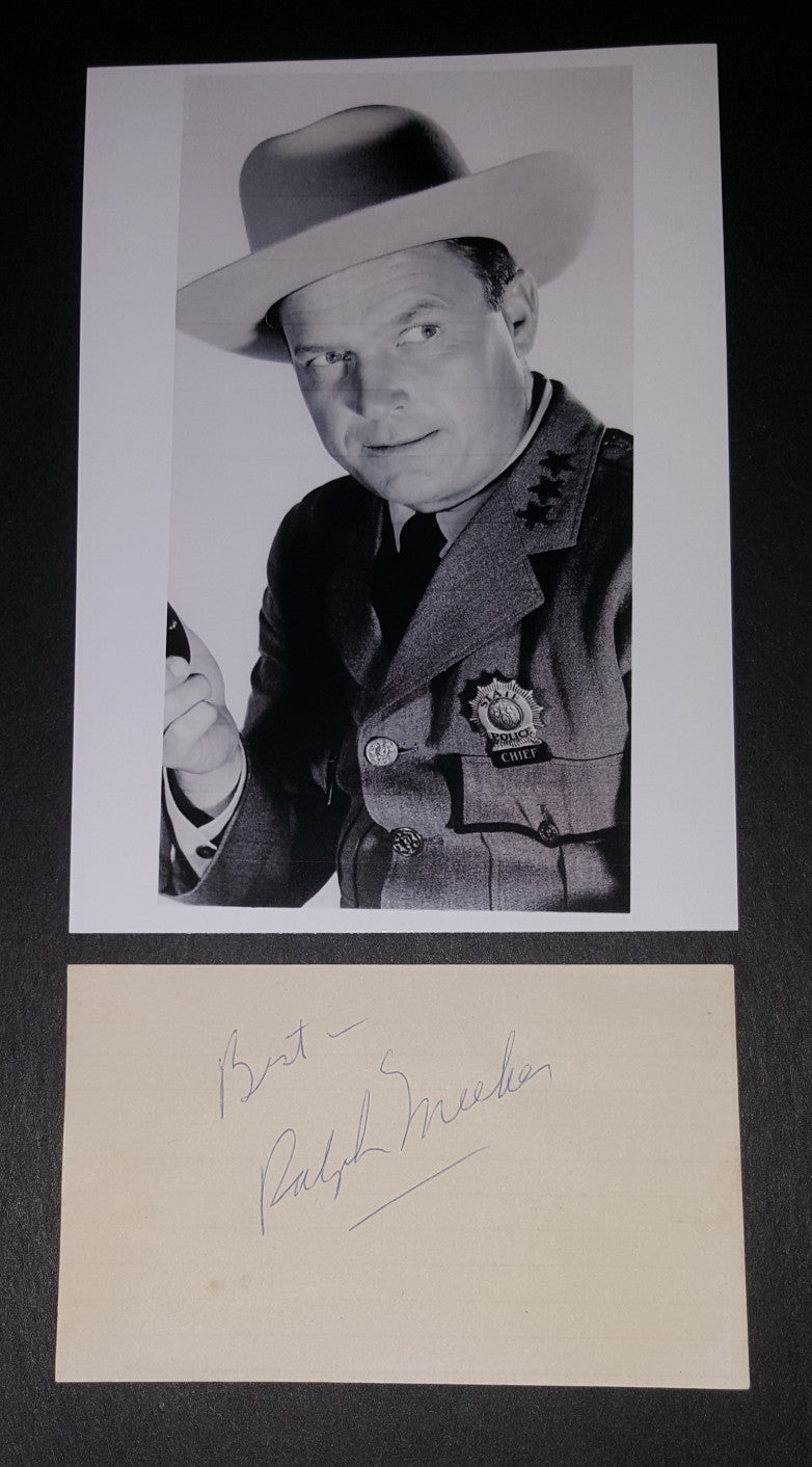 ACTOR RALPH MEEKER HAND SIGNED CARD AND NICE 5X7" PRINT D.1988