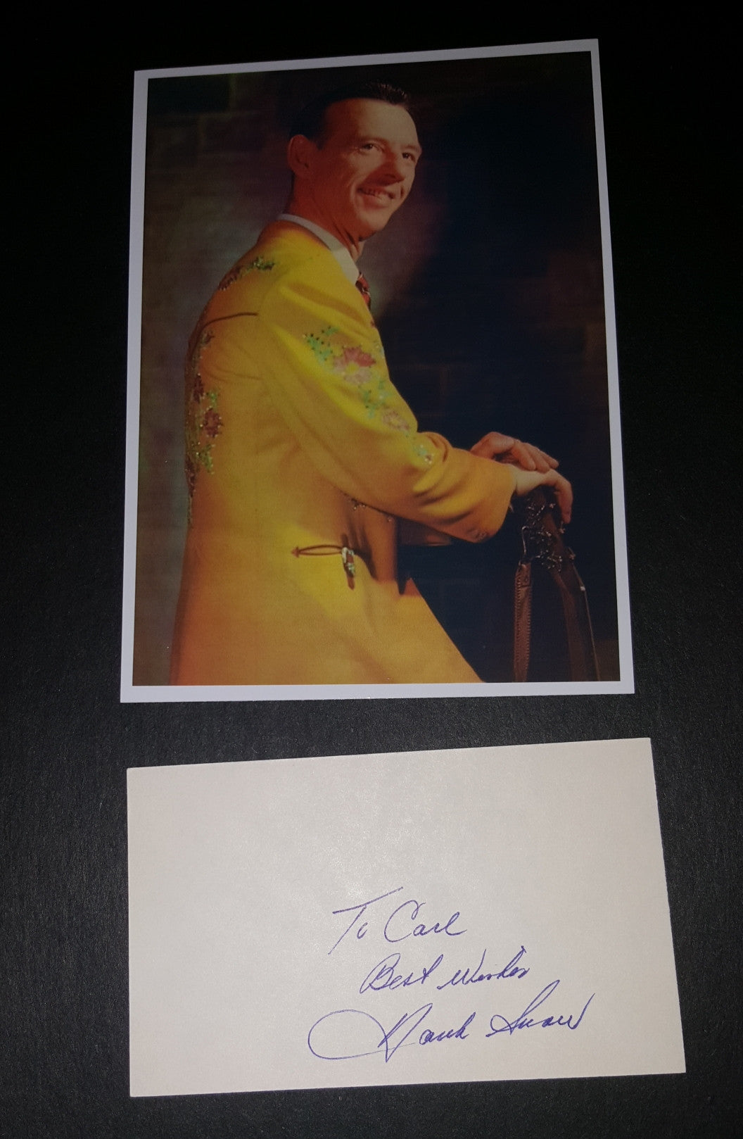 COUNTRY MUSIC GREAT HANK SNOW HAND SIGNED CARD AND NICE 5X7" PRINT