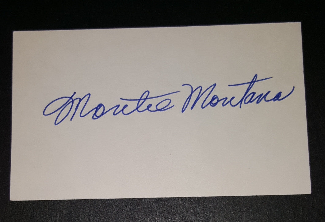 RODEO TRICK RIDER ACTOR MONTIE MONTANA HAND SIGNED INDEX CARD D.1998