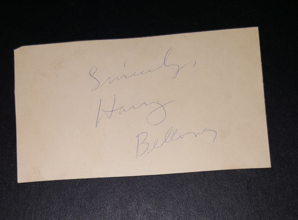 ACTOR HARRY BELLAVER HAND SIGNED INDEX CARD D.1993