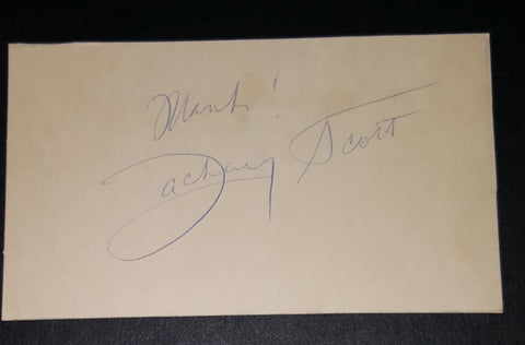 ACTOR ZACHARY SCOTT HAND SIGNED CARD D.1965