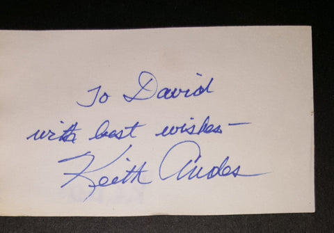 ACTOR KEITH ANDES HAND SIGNED INDEX CARD D.2005