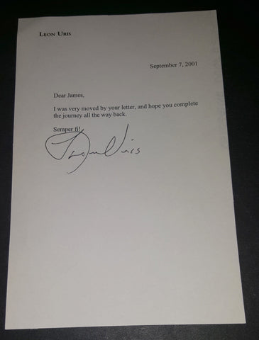 AUTHOR LEON URIS HAND SIGNED TYPED LETTER (TLS) ON PERSONAL STATIONARY