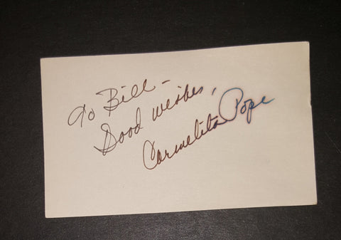 ACTRESS CARMELITA POPE HAND SIGNED INDEX CARD