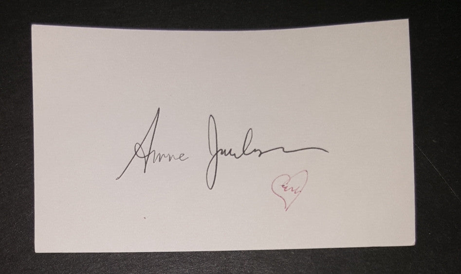 ACTRESS ANNE JACSKON HAND SIGNED INDEX CARD RIP