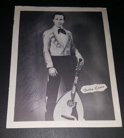 COUNTRY MUSIC STAR BOBBY LEWIS HAND SIGNED 8X10" VINTAGE PAPER PHOTO