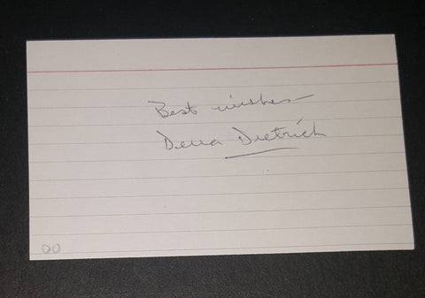 ACTRESS DENA DIETRICH HAND SIGNED INDEX CARD