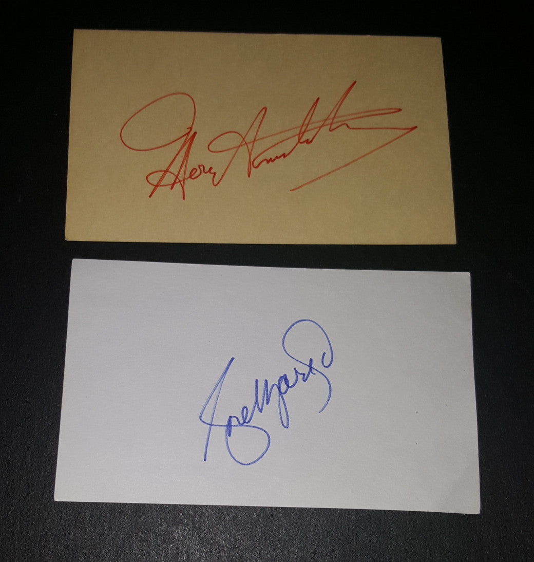 MOREY AMSTERDAM AND ROSE MARIE HAND SIGNED CARDS "DICK VAN DYKE" SHOW