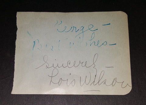 ACTRESS EDITH FELLOWS (D.2011)  AND LOIS WILSON (D.1988) HAND SIGNED PAGES ON EACH SIDE OF A PAGE