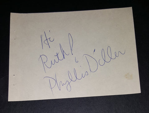 LEGENDARY FUNNY WOMAN PHYLLIS DILLER HAND SIGNED PAGE D.2012