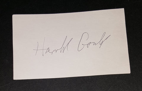 ACTOR HAROLD GOULD HAND SIGNED INDEX CARD D.2010