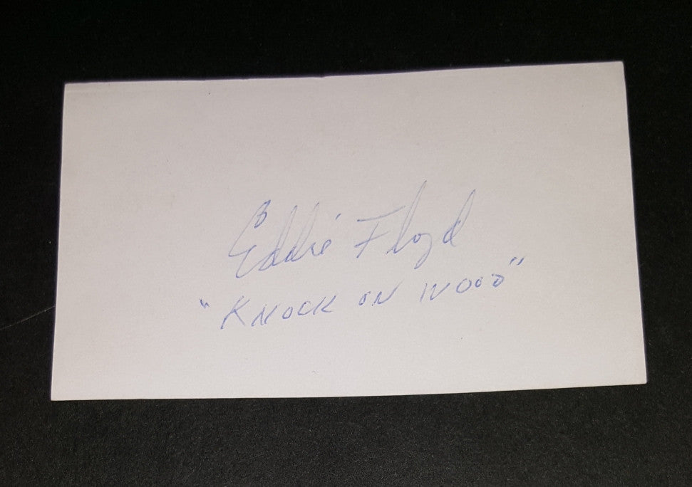 R&B SINGER EDDIE FLOYD HAND SIGNED INDEX CARD "KNOCK ON WOOD"