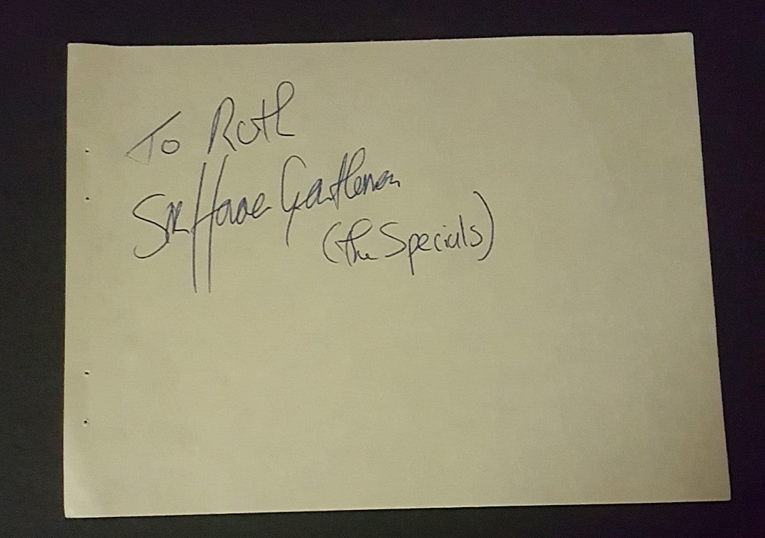 SKA LEGENDS "THE SPECIALS" FOUNDER SIR HORACE GENTLEMAN (HORACE PANTER) HAND SIGNED PAGE