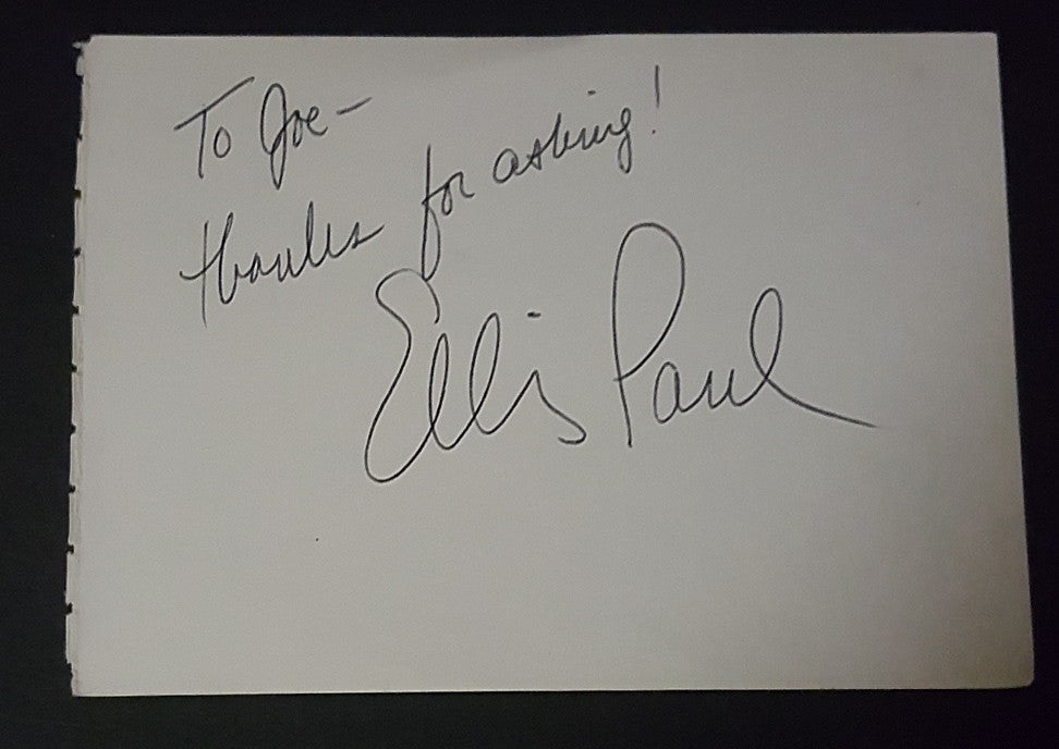 SINGER SONGWRITER ELLIS PAUL HAND SIGNED PAGE