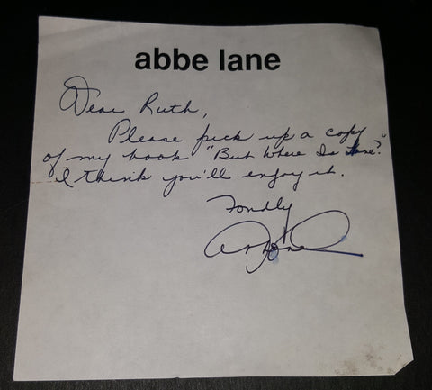 ACTRESS SINGER ABBE LANE HAND WRITTEN AND SIGNED NOTE ON PERSONAL STATIONARY