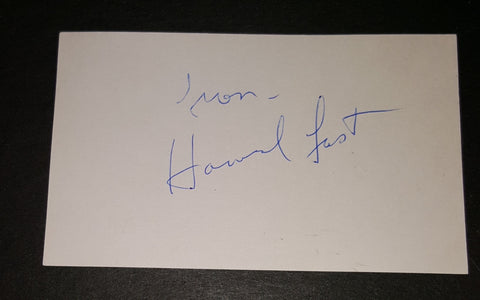 NOVELIST HOWARD FAST HAND SIGNED CARD D.2003