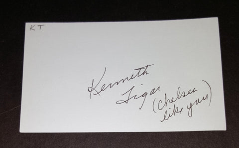 CHARACTER ACTOR KENNETH TIGAR HAND SIGNED INDEX CARD