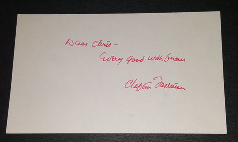 AUTHOR TV PERSONALITY CLIFTON FADIMAN HAND SIGNED CARD D.1999