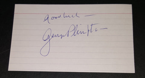 AUTHOR AND PERSONALITY GEORGE PLIMPTON HAND SIGNED CARD